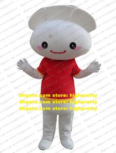 Costume de mascotte salé blanc boulettes farcies boulette bouillie gyoza personnage mascotte adulte veste rouge chaussures blanches No.zz2197