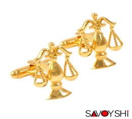 Savoyshi Brand Gold Color Balance Escamas Gemelos para accesorios para hombres Retro gemelos retro de alta calidad Joyería9011001
