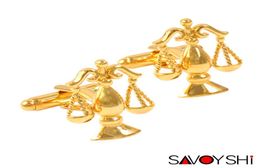 Savoyshi Brand Gold Color Balance Escamas Gematins para accesorios para hombres Alta calidad Retro gemelos retro joyas4616835
