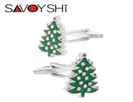 Savoyshi Cufflinks For Mens Christmas Tree Hoogwaardige Ema Cuff Bottons Crystal Cufflinks Party Gift Brand Sieraden1016005