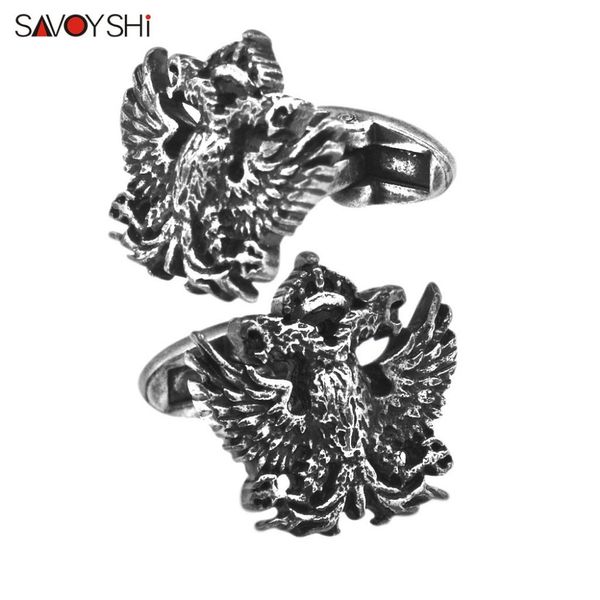 SAVOYSHI mode chemise boutons de manchette pour hommes beau cadeau de haute qualité Vintage en métal Double tête aigle boutons de manchette marque bijoux