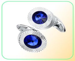 Savoyshi Luxury Mens Camisin Groflinks Abogado de alta calidad Groom Boda Fina Regalos Blue Crystal Goste Links Joya de diseñador de marca2562742386