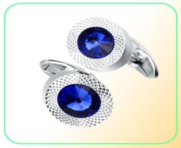 Savoyshi Luxury Mens Shirt Cufflinks Hoge kwaliteit Lawyer Bruidegom bruiloft Fijn geschenk Blue Crystal Cuff Links Brand Designer Jewelry2563952525