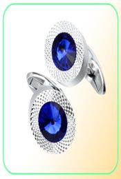 Savoyshi Luxury Mens Shirt bout de poignard de haute qualité avocat marié mariage bien cadeau bleu cristal Cuffs Brand Designer Jewelry2565239081