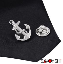 Savoyshi novedoso plateado ancla forma hombres broches broches Pins Fine Gift para hombres Broches Collar Party Gift Brand Jewelry8446252