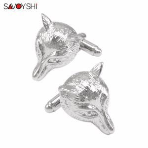 SAVOYSHI nouveauté couleur argent renard boutons de manchette pour hommes clous de manchette haute qualité en acier inoxydable Animal bouton de manchette cadeau marque bijoux