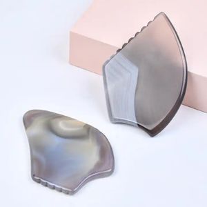 Agate Grey Grey Gua Sha Stone 100% NATUREL GARY GUASHA Jade Stone Stracing Massage Tool Retirez le masseur facial anti-âge rideaux