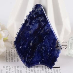 Masseur Sodalite en dents de scie outil Gua Sha Massage du visage soins de la tête du cou pierre naturelle beauté Guasha grattage outils de Massage soins de la peau Anti-âge