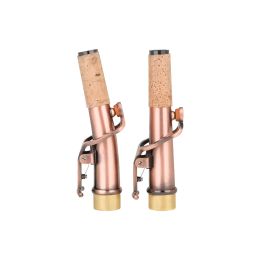 Saxophone 2 pcs saxophone cou soprano sax raide curbe imitation cuivre rouge qualité en laiton instrument à vent d'accessoires