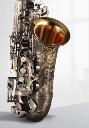 Saxophone alto saxophone eflat noir nickel or cloche alto sax buccal mouton argent key rose coulle instrument d'instruments de musique