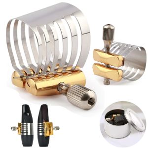 Saxophone alto saxophone ligature mouthpiece ligature clip filener palette réglable en acier inoxydable avec boîte de rangement