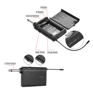 Saxophone Baomic BM12 / V2 Professionnel UHF Wireless Instrument Microphone System Récepteur Récepteur 16 canaux pour la corne saxophone sax