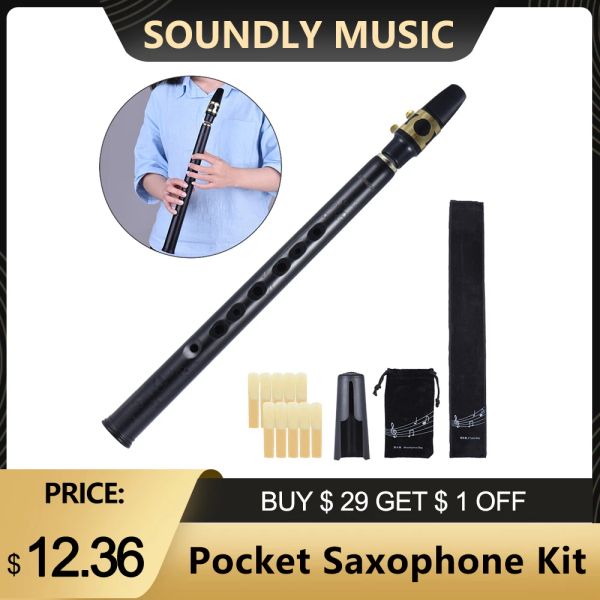 Saxophone saxophone noire pocket sax sax mini saxophone portable petit saxophone avec roseaux de sax portant des pâtes de dents de sac pour les débutants