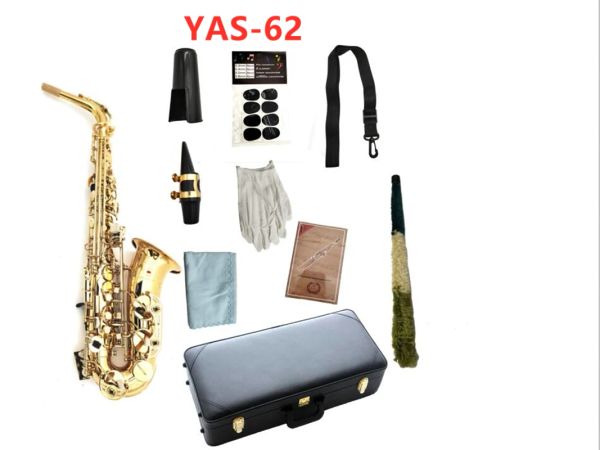 Saxophone neuf yas62 alto saxophone e électrophorèse plate instrument de musique professionnel plaqué en or avec cas livraison gratuite