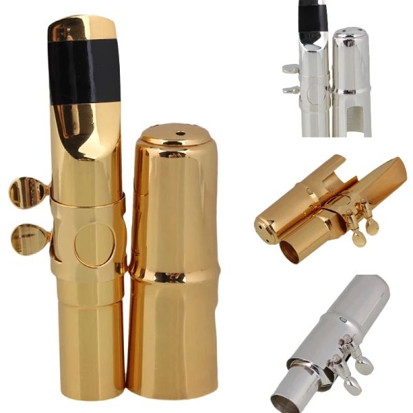 Saxophone eflat alto saxophone sax bouthpiece Cap Ligature 7 # nickelplated sier / gol plaque # 7 sax bouth pie en laiton