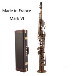 Saxophone Brand de haute qualité MFC Soprano saxophone Marc VI Simulation de cuivre antique Bflat Soprano sax Mark V