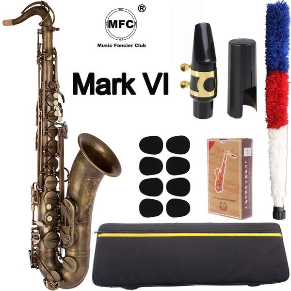 Saxófono Marca de alta calidad MFC Tenor Saxofón Marca VI Antigua Cobre Bflat Tenor Sax Mark VI Boquilla de bronce retro