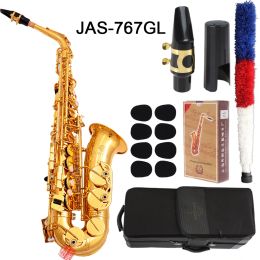 Saxofón Júpiter Jas767GL Alto EB Tune Saxophone Nuevo llegada de latón Gold Lacquer Music Instrument Eflat Sax con accesorios de casos