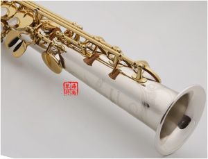 Saxofoon gemaakt in sopraansaxofoon W037 nikkel verzilverende gouden sleutel met kas saxo -mondstuk ligatuur riet nek