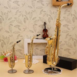 Saxophone mini broch broche saxophone modèle instruments de musique miniature décor de bureau affichage sax ralenti sax sax alto avec support avec support