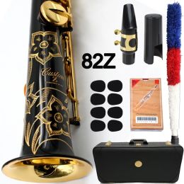 Saxofoon Nieuwe MFC Saxophone Sophone 82Z Professionele sopranen Sax Custom Black Lacquer Single Piece rechte mondstuk Riet Neck Case