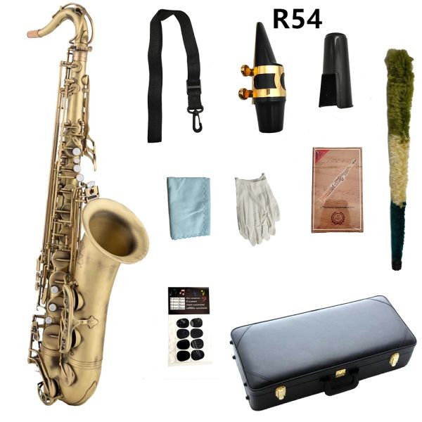 Saxofón R54 TENOR DE REFERENCIA Saxofón Cobre antiguo B INSTRUMENTO DE Viento de madera plana con boquilla de estuche Reeds envío gratis