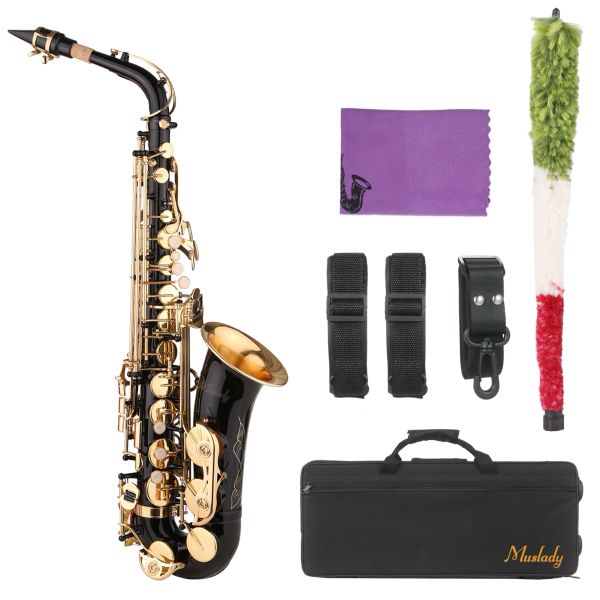 Saxophone saxophone peinture noire eflat sax en laiton eb alto saxophone alto sax avec saxophone bouth ponder instruments instruments de musique