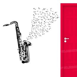 SAXOPHONE VINYL MAUR DÉCALLE SAXOPHONE JOUEUR Sticker Jazz Club Musicien Music Note Wall Art Mural Music Studio Window Decoration X90