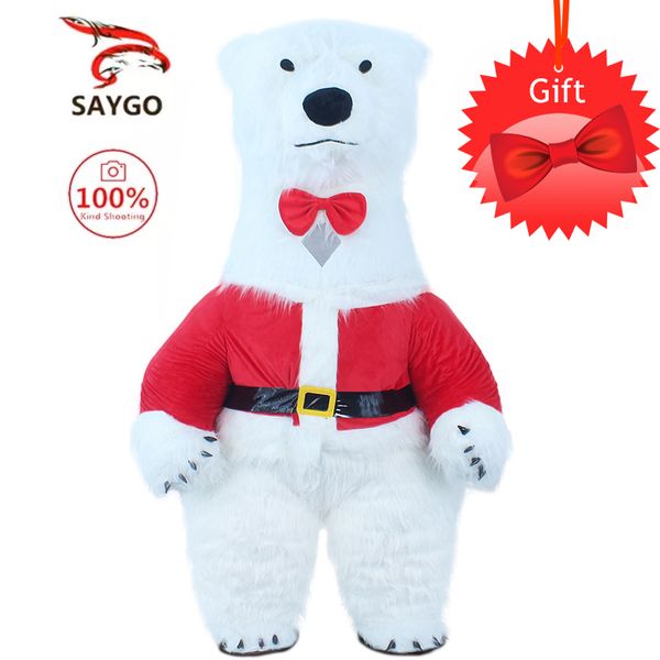 Saygo Air gonflable Polar Bear Costume Mascot pour publicité Christmas Halloween Adult Fursuit Furry Carnival Costume Animal