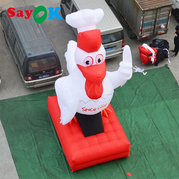 Sayok 6 mètres de décoration de poulet gonflable géant modèle animal de poulet de cuisine gonflable pour la publicité et la promotion des ventes