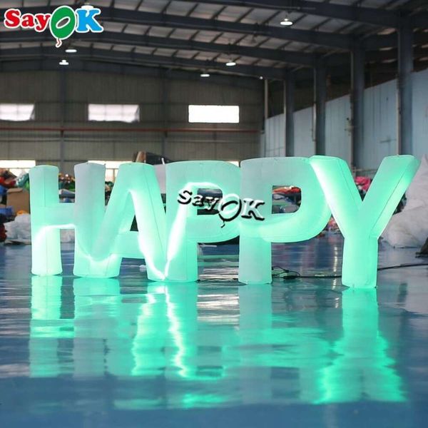 SAYOK-lettre gonflable LED modèle de sol décoration Alphabet coloré LED ballon éclairage fête de mariage événement décoration 1.5mH