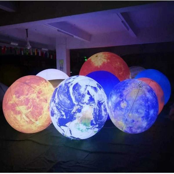 Modèle de satellite lunaire gonflable Sayok avec lumières LED suspendu jouet de ballon de système solaire de planète gonflable pour la science éducative