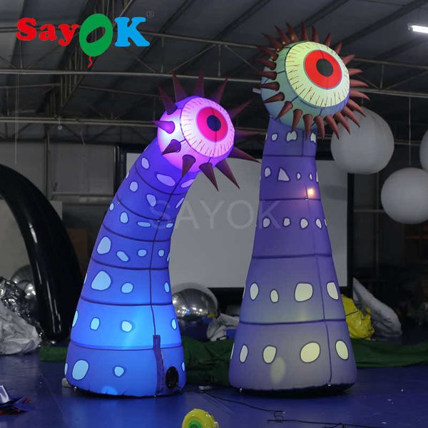 SayOK lampadaire gonflable à fleurs géantes à un œil avec lumière blanche utilisé pour la décoration de Noël/Halloween/fête