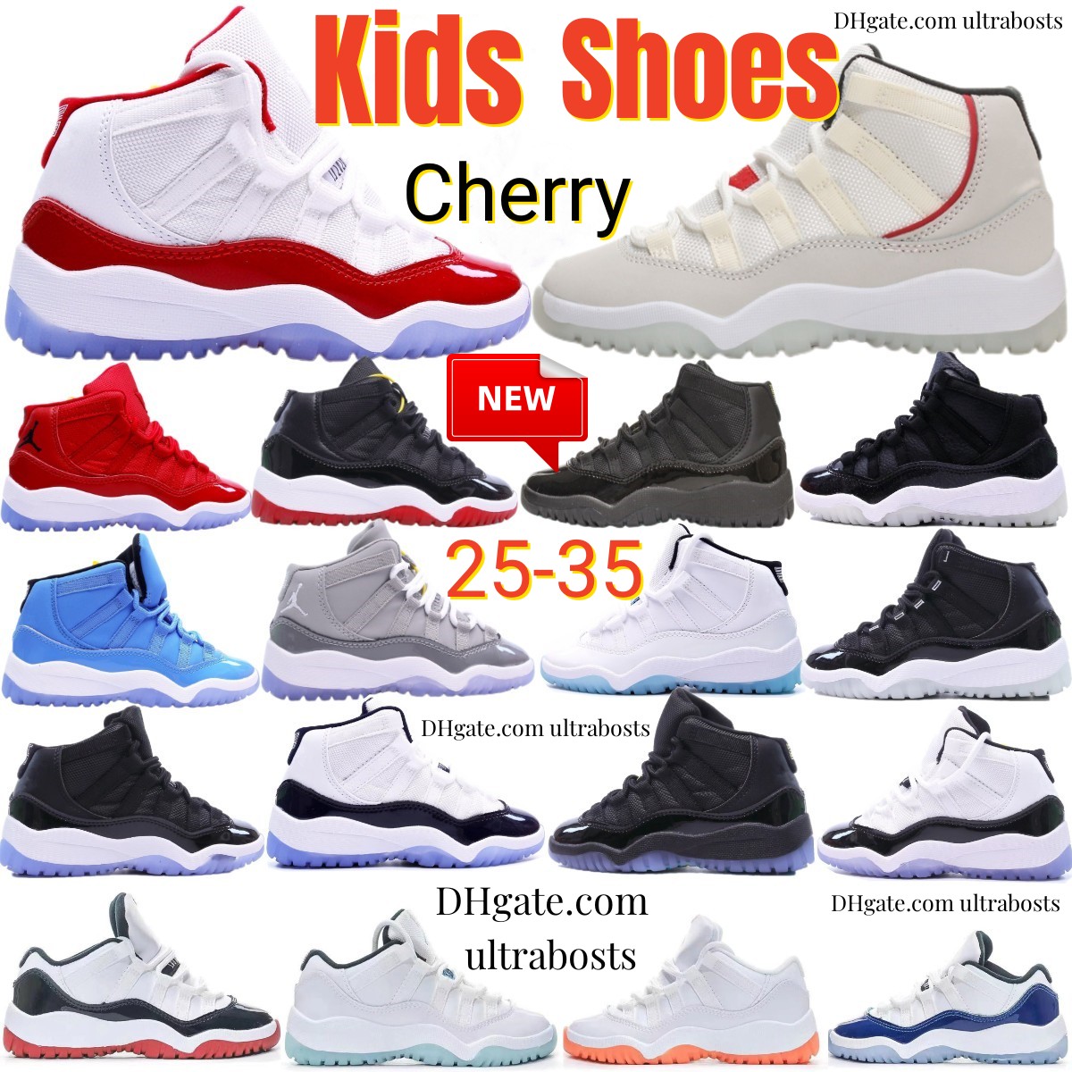 Kinderschoenen 11s Cherry Basketball 11 Jongens Sneakers Meisjes XI Children Bred DMP Trainers Peuter Jeugd Kid Platinum Tint Schoen Cool Grey Legend Blue Sneaker maat eur 25-35