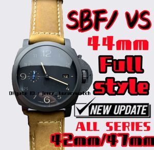 SBF / Vs Luxury Men's Watch PAM1441 All-Ceramic, GMT 44mm alle series alle stijlen, exclusieve P90-beweging, er zijn 42, 47 mm andere modellen, 316l fijn staal