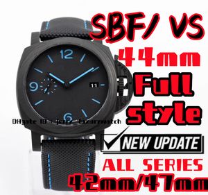 SBF / Vs Luxury Men's Watch PAM1661 Koolstofvezel, 44 mm alle series Alle stijlen, exclusieve P90 -beweging, er zijn 42, 47 mm andere modellen, 316l fijn staal