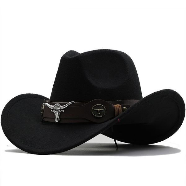 Meilleure vente chapeau haut de forme style national bovins standard Western Cowboy chapeau haut-de-forme à bord roulé chapeau d'équitation chapeau en feutre de laine 230823