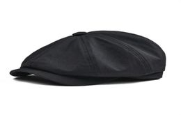 Sboy chapeaux BOTVELA casquette Men039s sergé coton huit panneaux chapeau femmes039s Baker Boy casquettes rétro grand grand mâle Boina béret noir 06968629