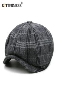 Chapeaux sboy birmaire mènes coiffure unisexe bolon de laine tweed gatsby plaid octogonal femme vintage marque hiver printemps bill223s1107922