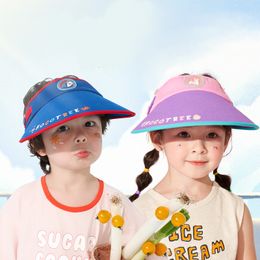 Sboy hoeden Kocotree Children's Empty Top Hat Summer Boys 'en Girls' Sun Cartoon Cute Protection UV Big Eaves 230106