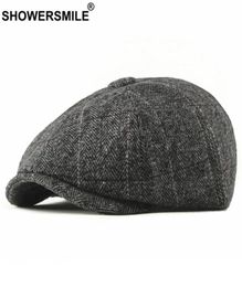 sboy hoeden sboy douche tweed cap mannen wol visgraat platte winter grijs gestreepte mannelijke Britse stijl gatsby hoed verstelbaar540503030