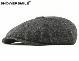 Sboy Hats Sboy Shower Tweed Cap Men Wool Herringbone Flat Winter Gray Male British Style Gatsby Hat Attentable5129912