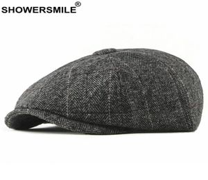 sboy hoeden sboy douche tweed cap mannen wol visgraat platte winter grijs gestreepte mannelijke Britse stijl gatsby hoed verstelbaar4665110