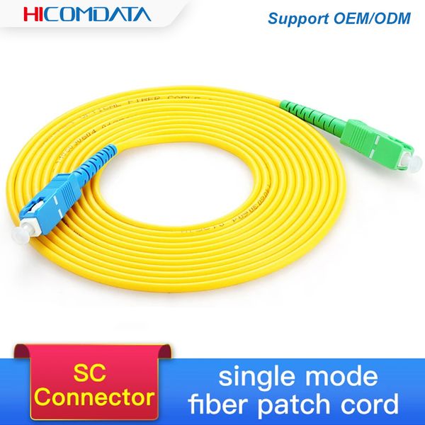 HICOMDATA SC APC-UPC Cable de conexión de fibra óptica monomodo SC SM 2,0mm 9/125um FTTH Cable de conexión de fibra puente de fibra óptica 3m 10m 30m