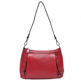 Sc Fi Sac à bandoulière en cuir véritable pour femmes Multi Zip Poches Hobo Femme Casual Cowhide Bandoulière Sacs à main Underarm Purse Y1Fg #