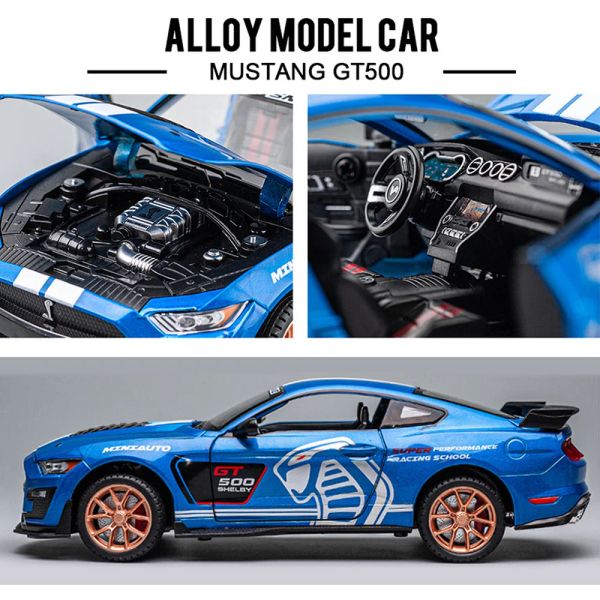 Escala 1/24 Mustang Shelby GT500 Metal Diecast Aloy Toy Cars Model para niños para niños Juguetes para niños Vehículo rápido y furioso