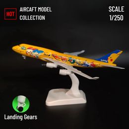Schaal 1 250 Vliegtuigmodel Metal Diecast JAPAN ANA B747 Replica Vliegtuig Luchtvaart Home Miniatuur Kunst Kid Fidget Boy Toy 240223