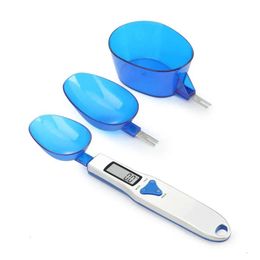 Schaal draagbare LED elektronische groothandel 500 g/0,1 g weegschalen lepel voedsel dieet postblauwe blauwe keuken digitale meetgereedschap creatieve geschenken s s