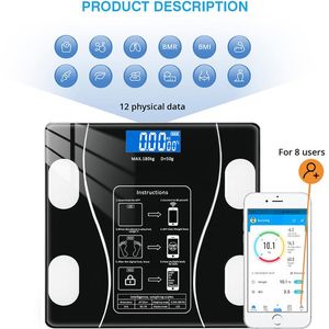 Básculas 1PC Bluetooth Smart Body Fat Scales LED Escala de peso digital BMI Analizador de composición corporal con aplicación para teléfono inteligente