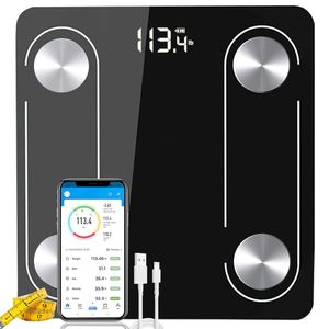 Weegschalen Digitale weegschaal voor lichaamsvet Badkamer Bluetooth Smart Scales Draadloze BMI elektronische weegmachine USB oplaadbaar
